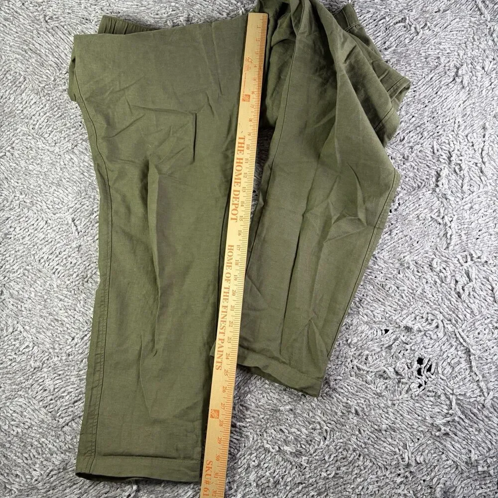Uniqlo Linen Blend Pants Mens XL (36-39 Inch Waist) Green Drawstring Summer Work